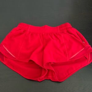 Red lululemon hotty hot shorts